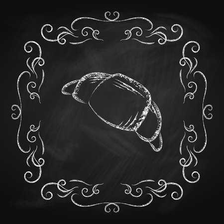 Croissant icon, drawn in chalk on a blackboard.のイラスト素材
