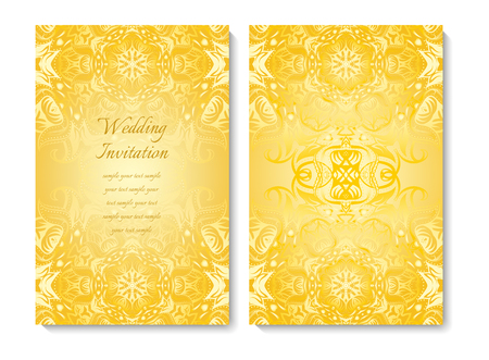 Wedding card or invitation. Gold ornamental patternのイラスト素材