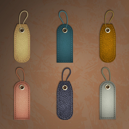 Leather labels set, Tags and labels.のイラスト素材