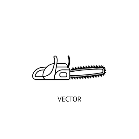 Chainsaw. Contour icon isolated on white backgroundのイラスト素材
