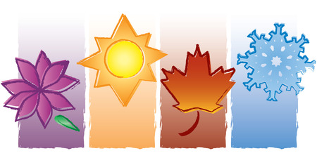 Each of the four seasons is represented in a painterly styleのイラスト素材