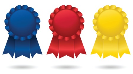 Three shiny, satin ribbons, representing first, second and third place; vector file contains unexpanded blends. のイラスト素材