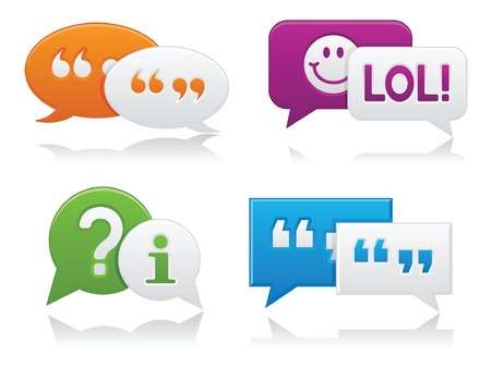 Vibrantly colored, smooth-style chat bubbles with drop shadows; perfect for web projectsのイラスト素材
