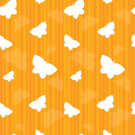 White butterflies floating on an orange-striped backgroundのイラスト素材