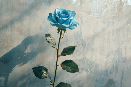 Elegant blue rose standing tall on a pristine background, perfect for floral design projects and romantic themes in photography and media usageの素材
