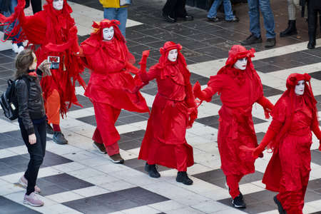 Climate activists Extinction Rebellion and Red Rebels demonstrating in Stockholm.のeditorial素材