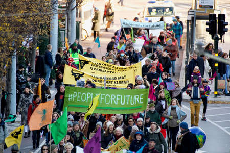Climate activists Extinction Rebellion and Red Rebels demonstrating in Stockholm.のeditorial素材