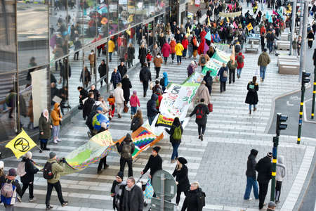 Climate activists, Extinction Rebellion and Red Rebels demonstrating in Stockholm.
