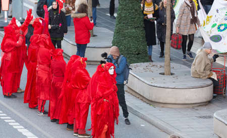 Climate activists, Extinction Rebellion and Red Rebels demonstrating in Stockholm.のeditorial素材