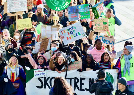 STOCKHOLM, SWEDEN - OCTOBER 22,2021: Greta Thunberg and Fridays For Future participating in the Global Climate strike in Stockholmのeditorial素材
