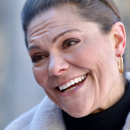 STOCKHOLM, SWEDEN - MARCH 12, 2023 : Crown Princess Victoria celebrating her name day at The Royal Palace with her family.のeditorial素材