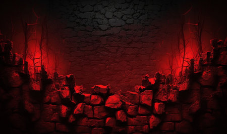 Creepy red wall background. halloween background photo concept. generative AIの素材