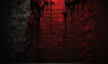 Creepy red wall background. halloween background photo concept. generative AIの素材