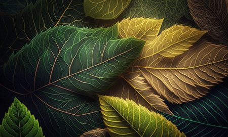 colorful leaves abstract background. Generative AIの素材
