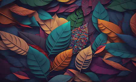 colorful leaves abstract background. Generative AIの素材