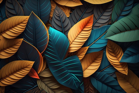 colorful leaves abstract background. Generative AIの素材