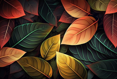 colorful leaves abstract background. Generative AIの素材
