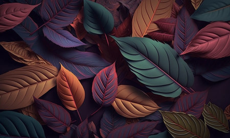 colorful leaves abstract background. Generative AIの素材