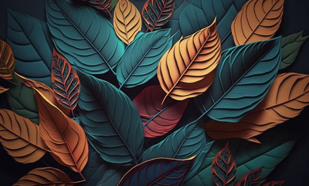colorful leaves abstract background. Generative AIの素材