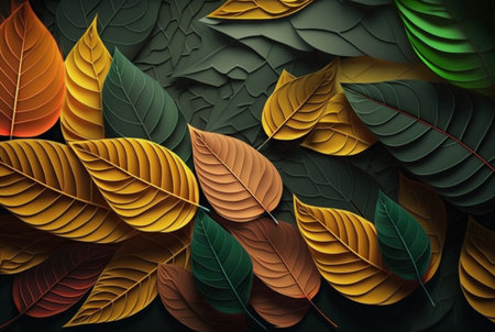 colorful leaves abstract background. Generative AIの素材