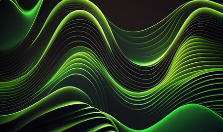 Wavy abstract green background. generative aiの素材