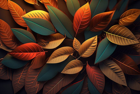 colorful leaves abstract background. Generative AIの素材