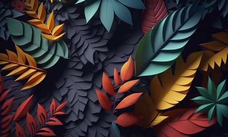 colorful leaves abstract background. Generative AIの素材