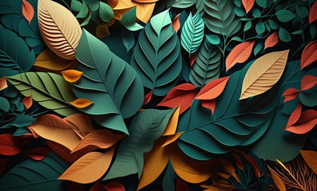 colorful leaves abstract background. Generative AIの素材