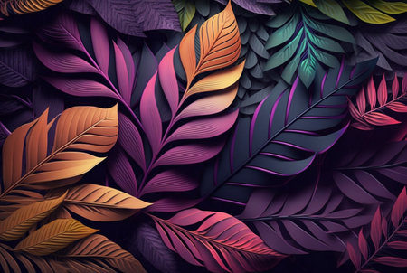 colorful leaves abstract background. Generative AIの素材
