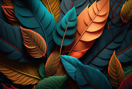 colorful leaves abstract background. Generative AIの素材
