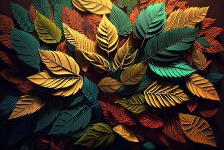 colorful leaves abstract background. Generative AIの素材