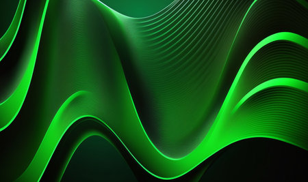 Wavy abstract green background. generative aiの素材