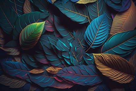 colorful leaves abstract background. Generative AIの素材