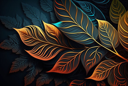 colorful leaves abstract background. Generative AIの素材
