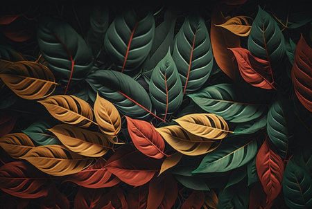 colorful leaves abstract background. Generative AIの素材