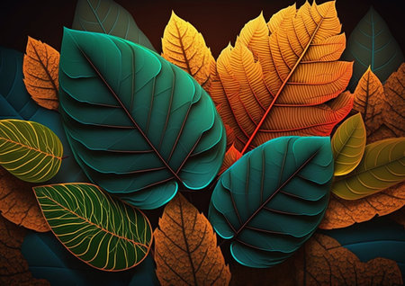 colorful leaves abstract background. Generative AIの素材
