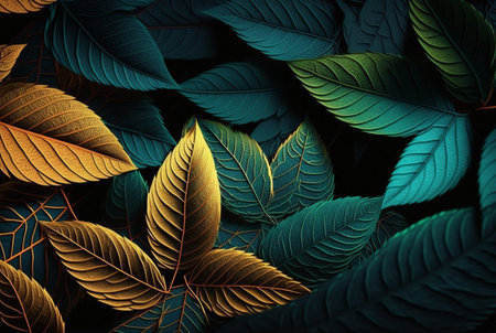 colorful leaves abstract background. Generative AIの素材