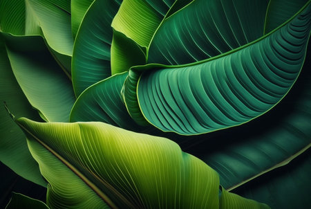 banana leaf texture abstract background. generative AIの素材