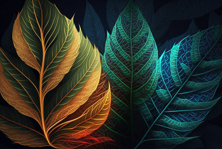 colorful leaves abstract background. Generative AIの素材