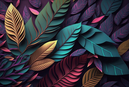 colorful leaves abstract background. Generative AIの素材
