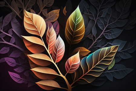 colorful leaves abstract background. Generative AIの素材