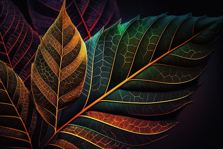 colorful leaves abstract background. Generative AIの素材