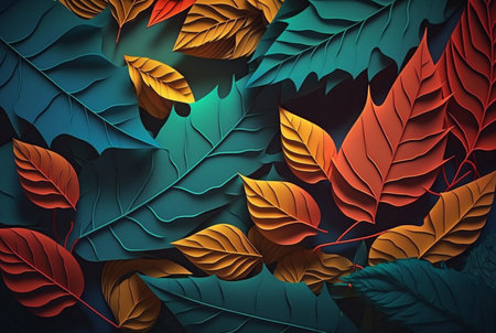 colorful leaves abstract background. Generative AIの素材