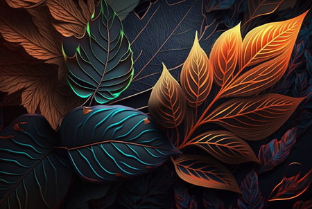 colorful leaves abstract background. Generative AIの素材