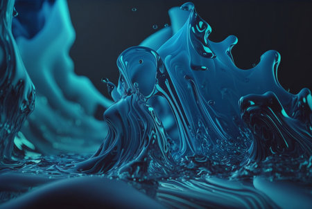 fluid blue paint,wavy blue fluid background, abstract art. generative aiの素材