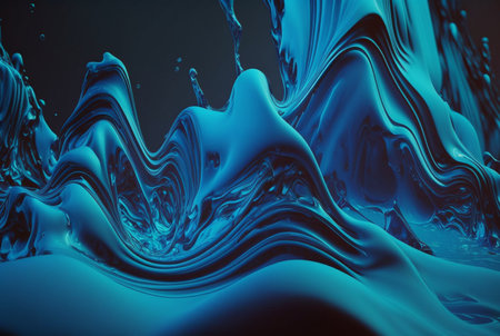 fluid blue paint,wavy blue fluid background, abstract art. generative aiの素材