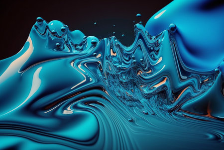 fluid blue paint,wavy blue fluid background, abstract art. generative aiの素材