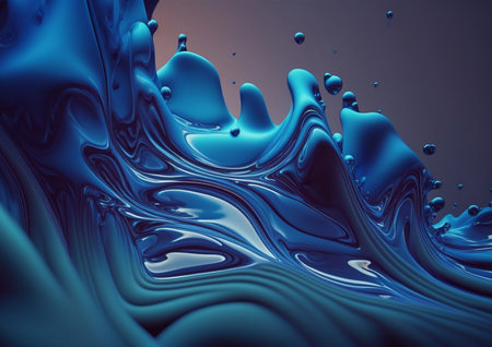 fluid blue paint,wavy blue fluid background, abstract art. generative aiの素材