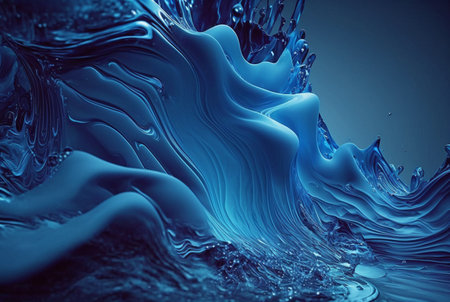 fluid blue paint,wavy blue fluid background, abstract art. generative aiの素材