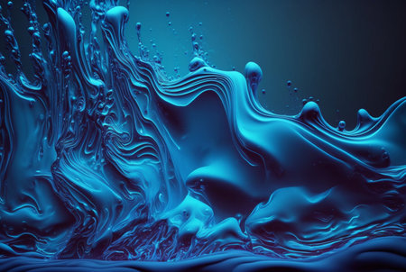 fluid blue paint,wavy blue fluid background, abstract art. generative aiの素材